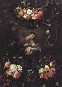 Daniel Seghers Garland of Flowers,with the Virgin and Child USA oil painting artist